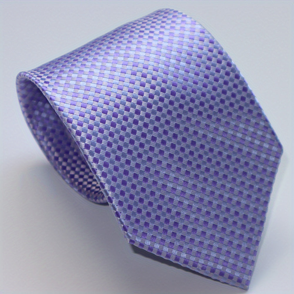 Men's Checkered Jacquard Neck Tie 3.15 Inch Multicolor Business Casual Gift