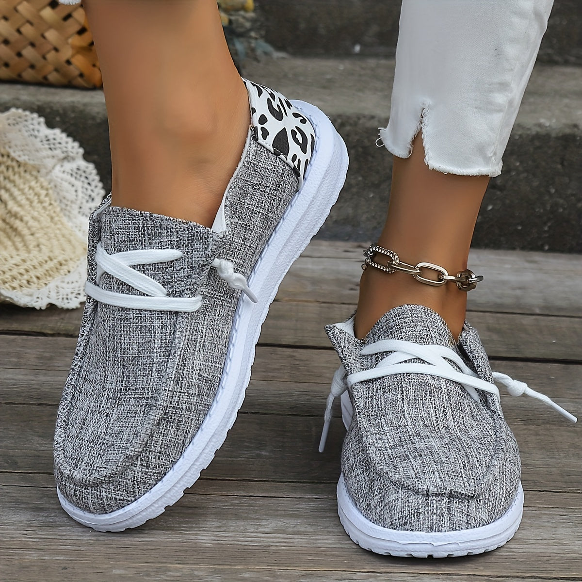 Women's Floral Canvas Sneakers Lightweight Slip-On Shoes with EVA Sole