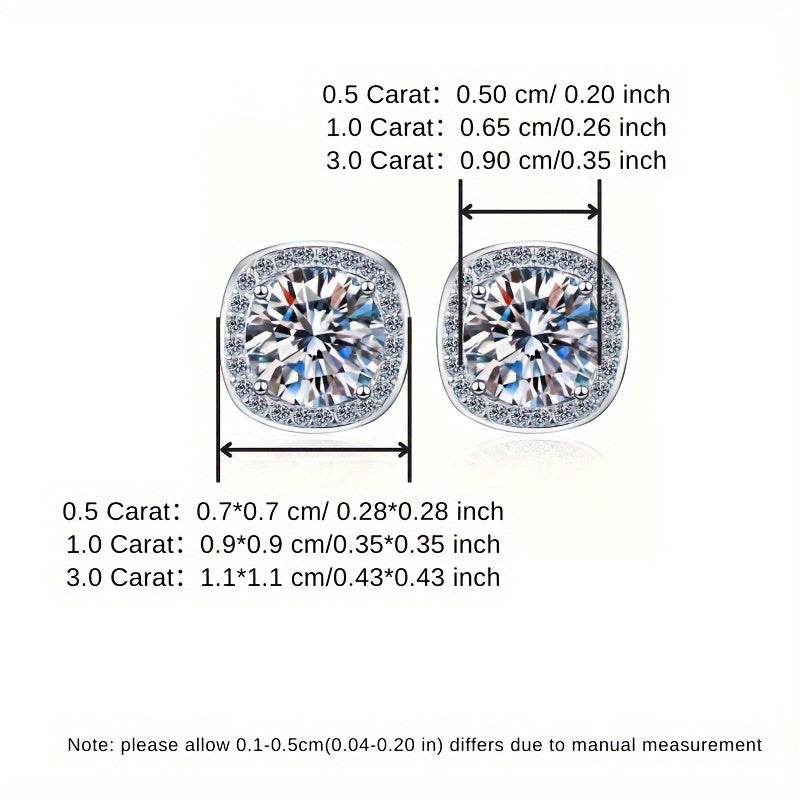 Moissanite Heart Stud Earrings 0.5-3ct Sterling Silver Wedding Birthday Jewelry for Women Men
