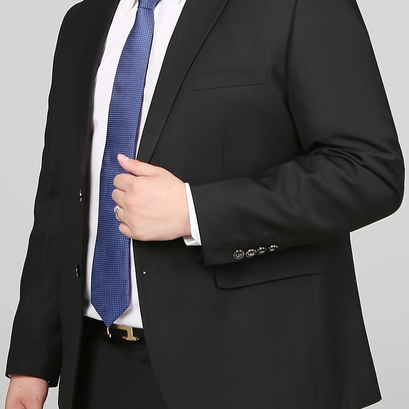 Men's Plus Size Classic Suit Jacket Single-Breasted Polyester Rayon Solid Color Long Sleeve Formal Business