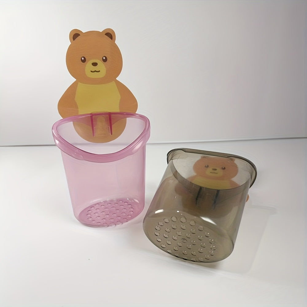 Set of 3 Bear Toothbrush and Toothpaste Holders Wall-Mounted Bathroom Organizer