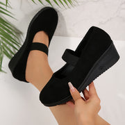 Women's Retro Wedge Shoes Leather Casual Comfortable Round Toe