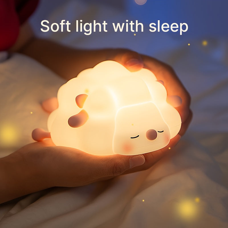 Pink Silicone Nightlight for Kids USB Rechargeable LED with 3 Brightness Levels and 30-Minute Timer