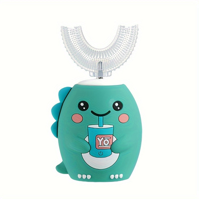 Kids Electric Toothbrush U-Shaped Dinosaur Rechargeable 59-Second Timer