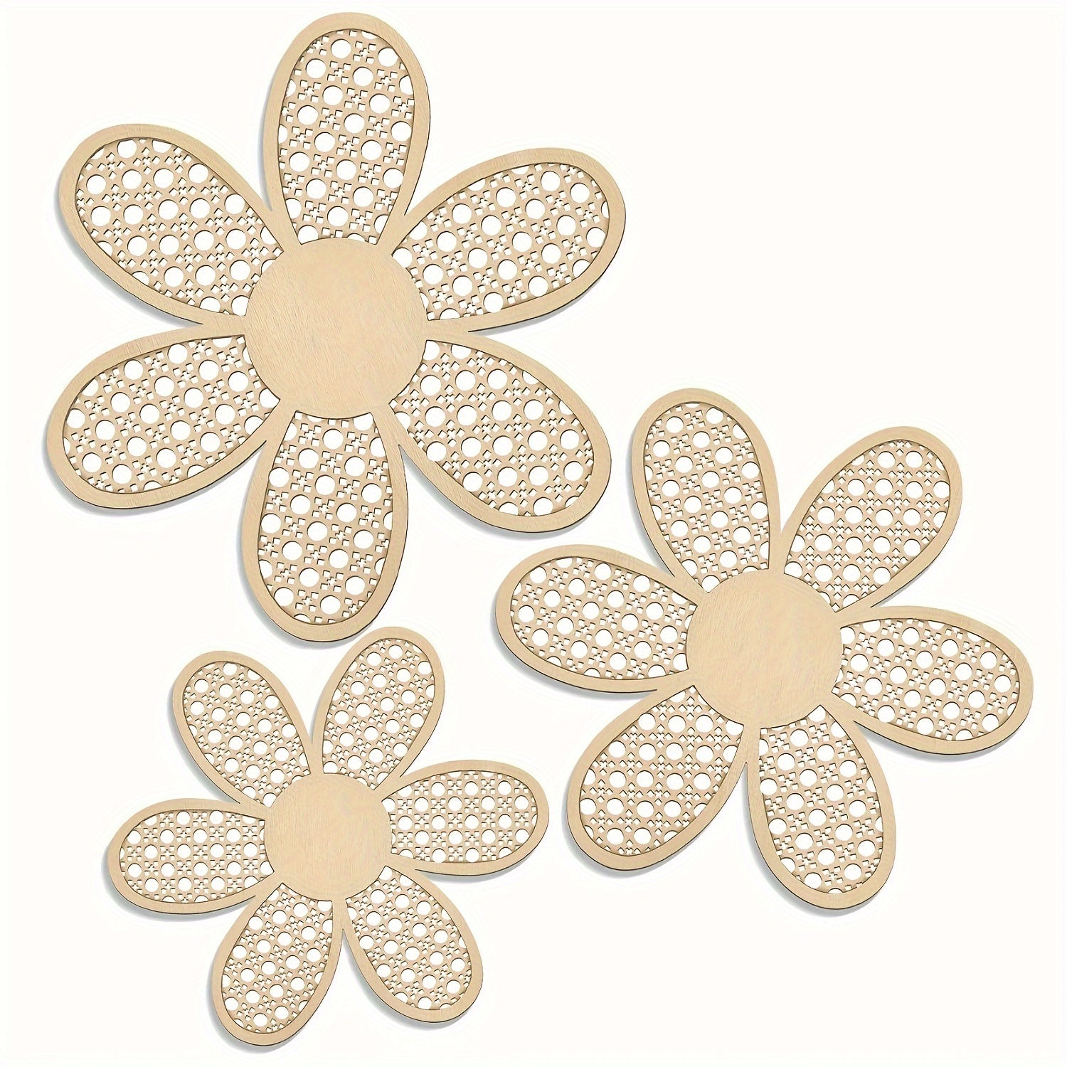 Set of 3 Bohemian Daisy Wooden Wall Art Floral Farmhouse Decor for Home Office Bathroom