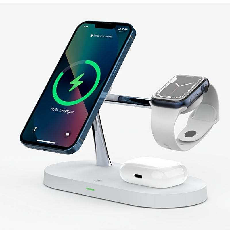 Magnetic Wireless Charger Stand for iPhone 12-15 Apple Watch AirPods Fast Charging Dock Station