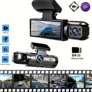 Vehicle Dash Cam 1080P Night Vision 64GB Memory Card Wide-Angle Parking Monitor