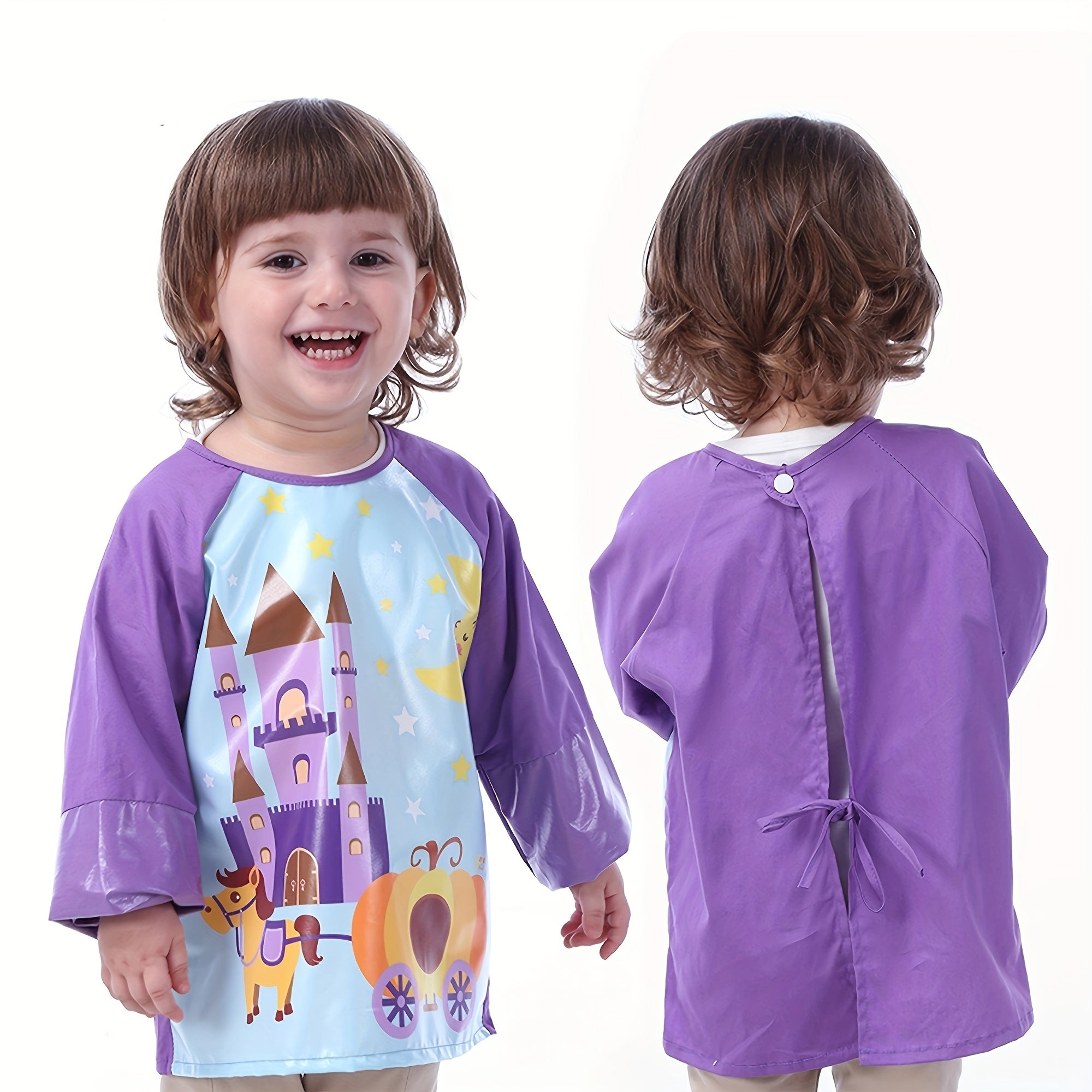 Kids Waterproof Smock with Pockets Long Sleeve for Messy Activities