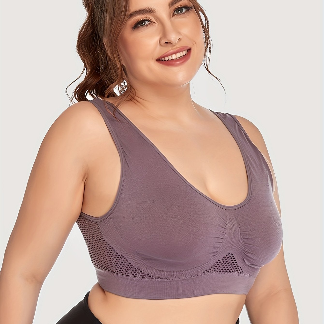 Women's Breathable Mesh Yoga Underwear Solid Color Hollow Elastic Bra