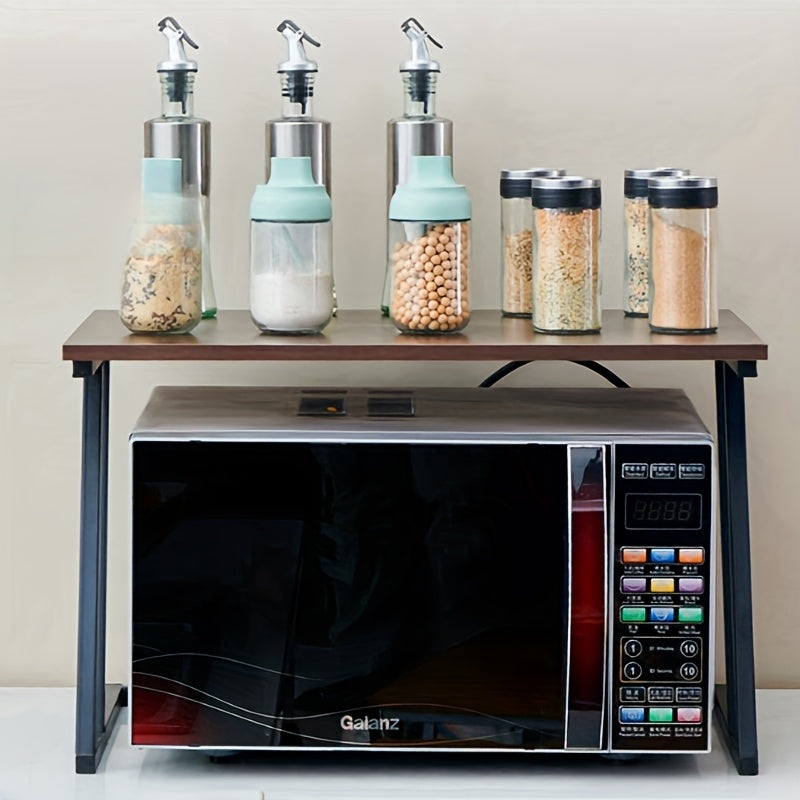 Wooden Microwave Stand with Storage Shelves for Kitchen Organization