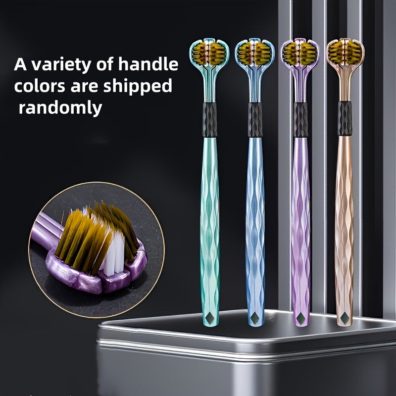 Set of 10 Soft Bristle 3-Sided Toothbrushes for Family Use Assorted Colors