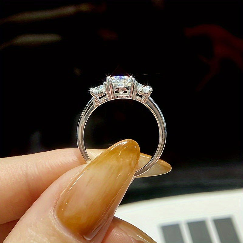 Sterling Silver Engagement Ring for Her 1.6-2CT Moissanite Diamond Sizes 5-11