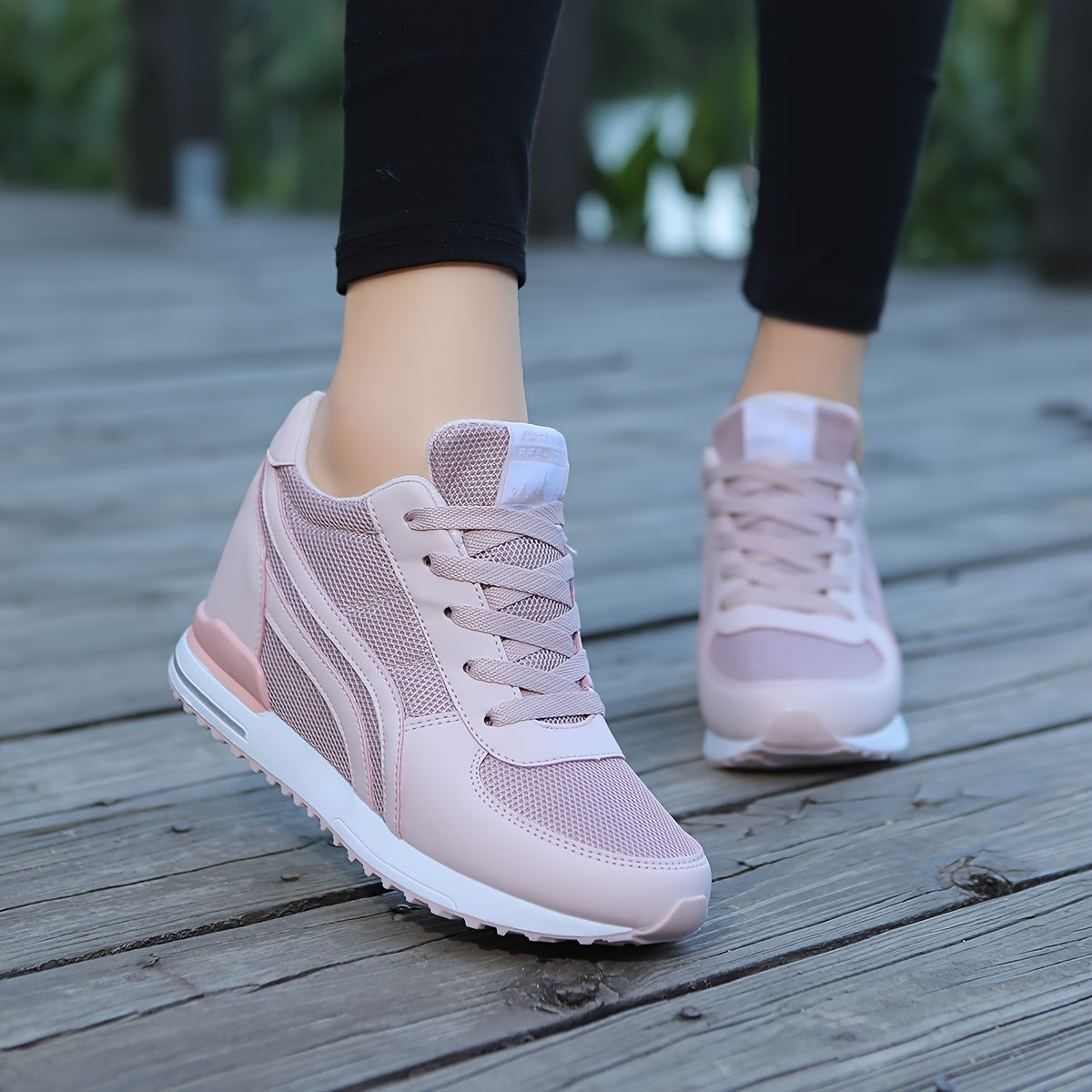 Zapatillas de malla para mujer con elevación en la plantilla interior, de caña baja, para todas las estaciones
