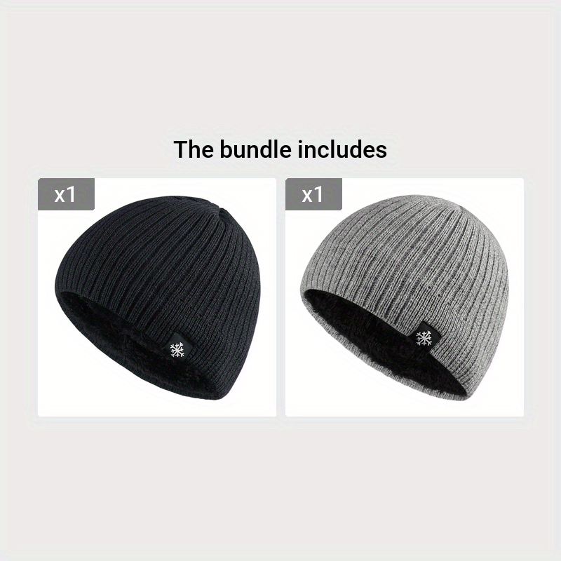 Thick Knitted Thermal Fleece Hat for Autumn Winter Warm Beanie