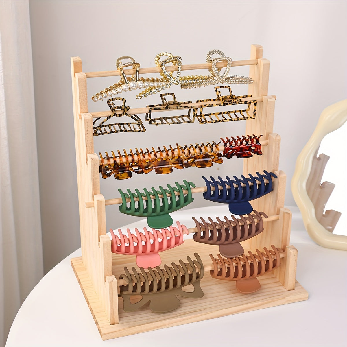Маленький деревянный органайзер для украшений с отсоединяемым дизайном для серег и браслетов