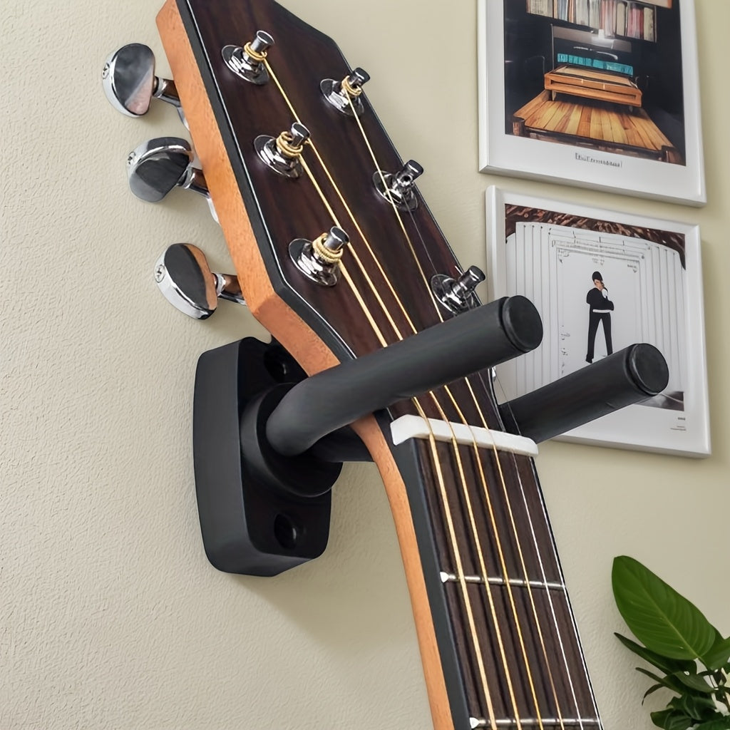 Stainless Steel Wall Mount Guitar Holder Adjustable Non-Slip Black