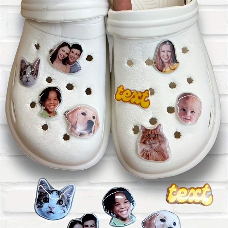 Unisex Acrylic Shoe Charms Customizable DIY Photo Badges Shoe Decoration