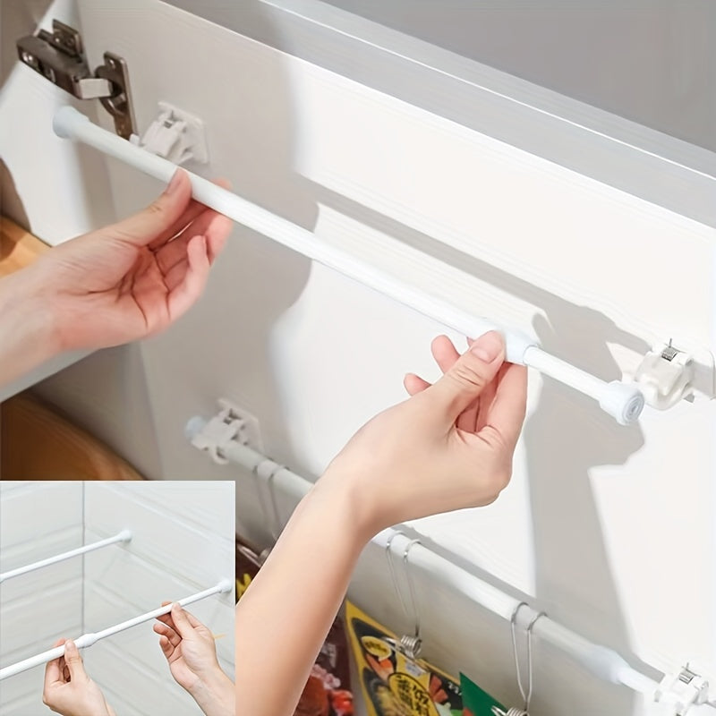 White Plastic No-Drill Tension Curtain Rod for Shower and Window