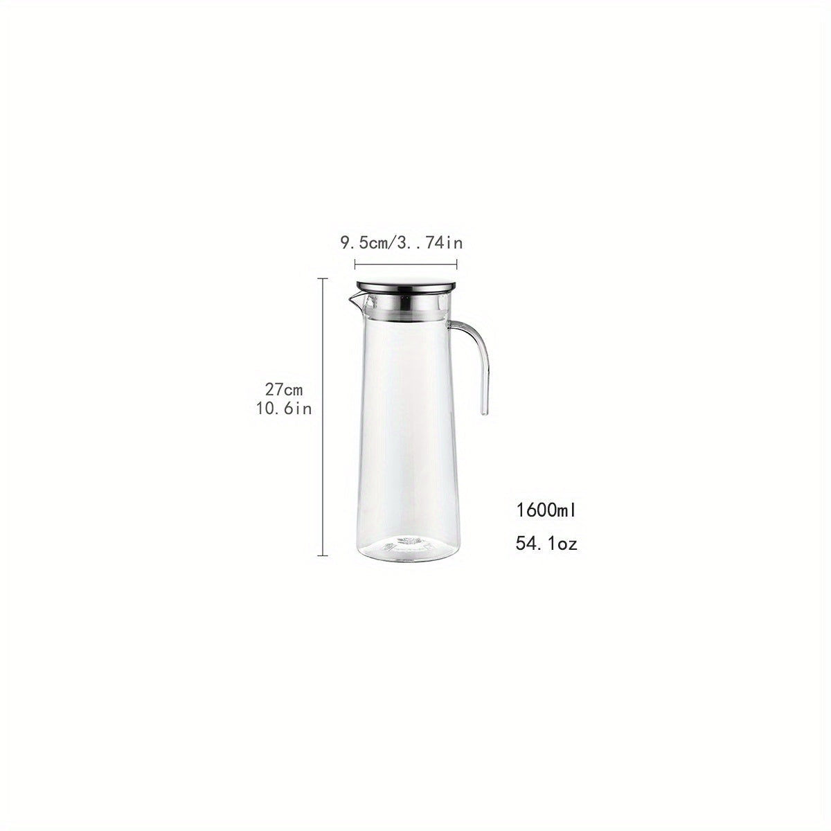 Water Pitcher with Lid 37.1oz/54.1oz Heavy Duty Stainless Steel or Wooden for Juice Tea