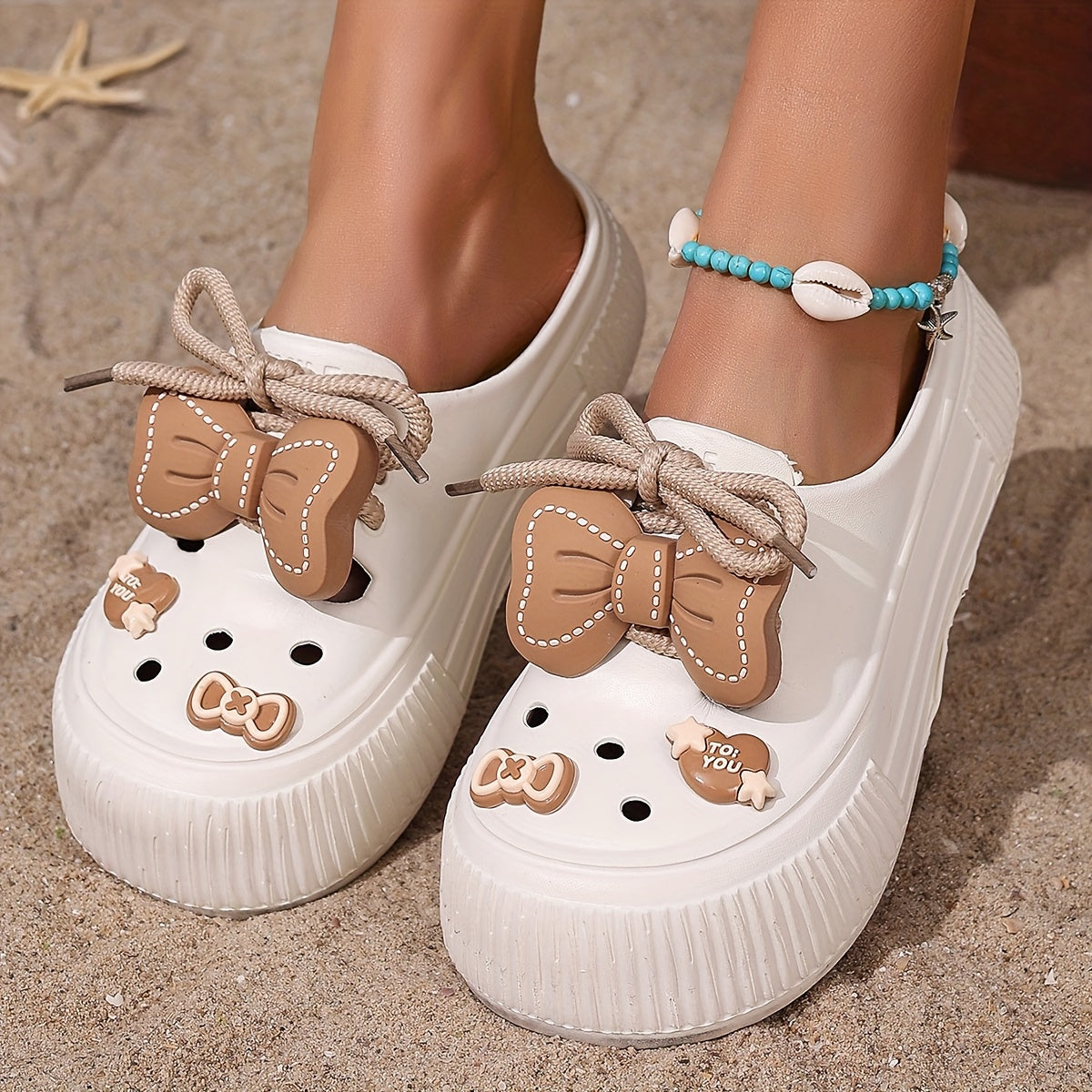 Women's Cartoon Wooden Clogs Lightweight EVA Sole Outdoor Garden Mules