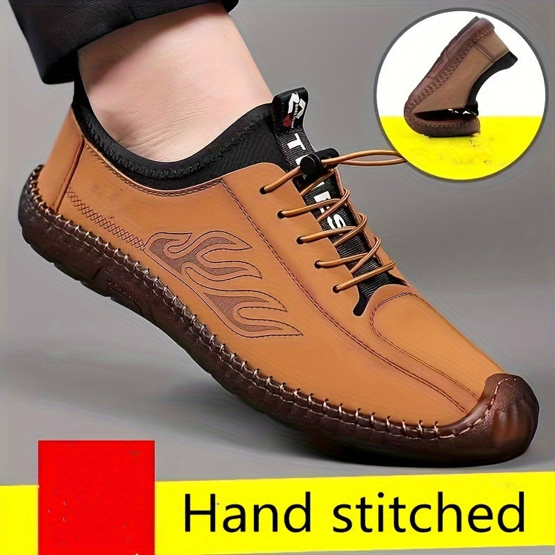 Men's Casual Slip-On Oxfords with Microfiber Synthetic Leather and TPR Sole