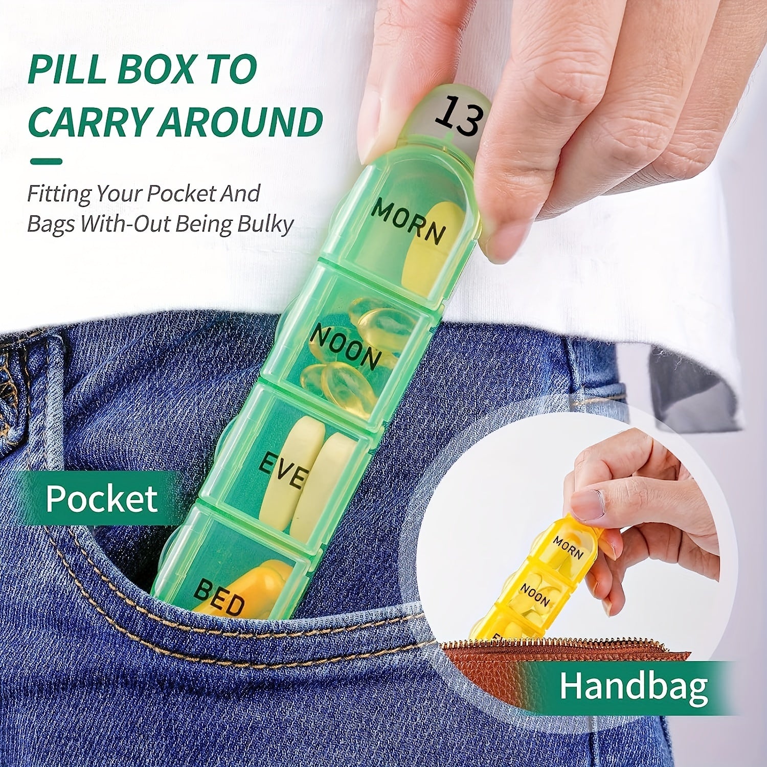 Sayohat uchun 32 harakatlanuvchi bo'linmalarga ega 30 kunlik tabletkalar tashkilotchisi