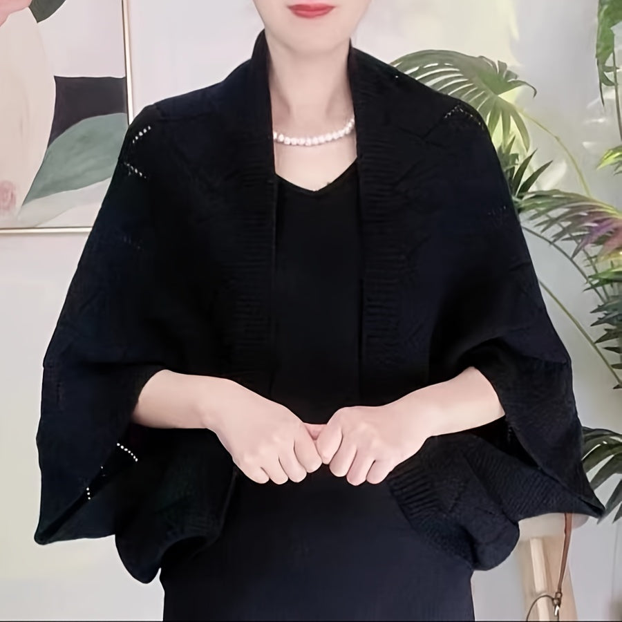 Women's Knit Shawl Scarf Solid Color Batwing Sleeves Chilly Seasons
