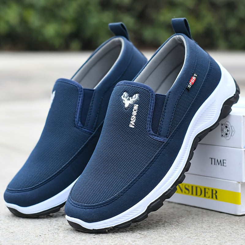 Men's Slip-On Loafers Solid Color Fabric Upper Lightweight TPR Sole