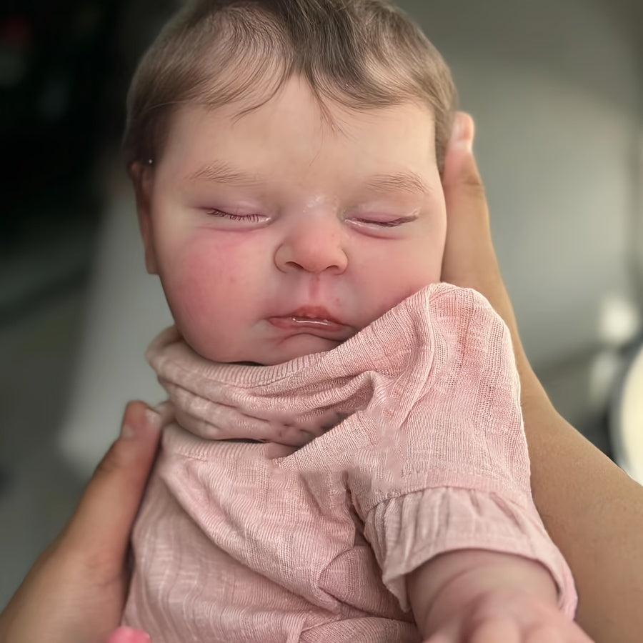 Realistic 19-Inch Reborn Baby Doll with Cloth Body and Toy Accessories Pink