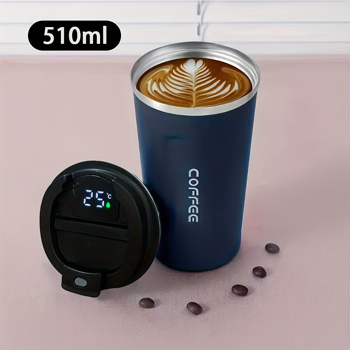 17oz Insulated Travel Mug with Smart Temperature Display Stainless Steel for Camping and Outdoor Use