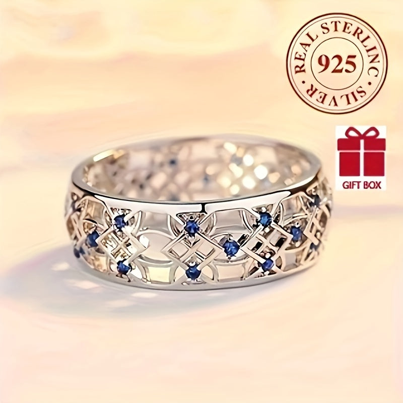 Women's Silver Wedding Ring with Blue Zirconia Stone for Special Occasions