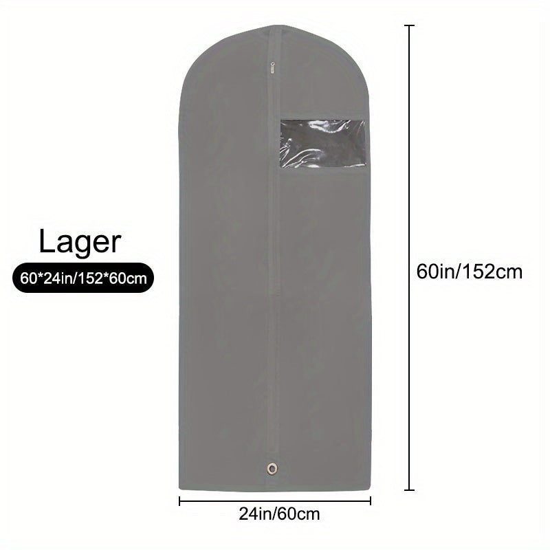 Gray Foldable Non-Woven Garment Bag with Zipper for Travel and Closet Storage