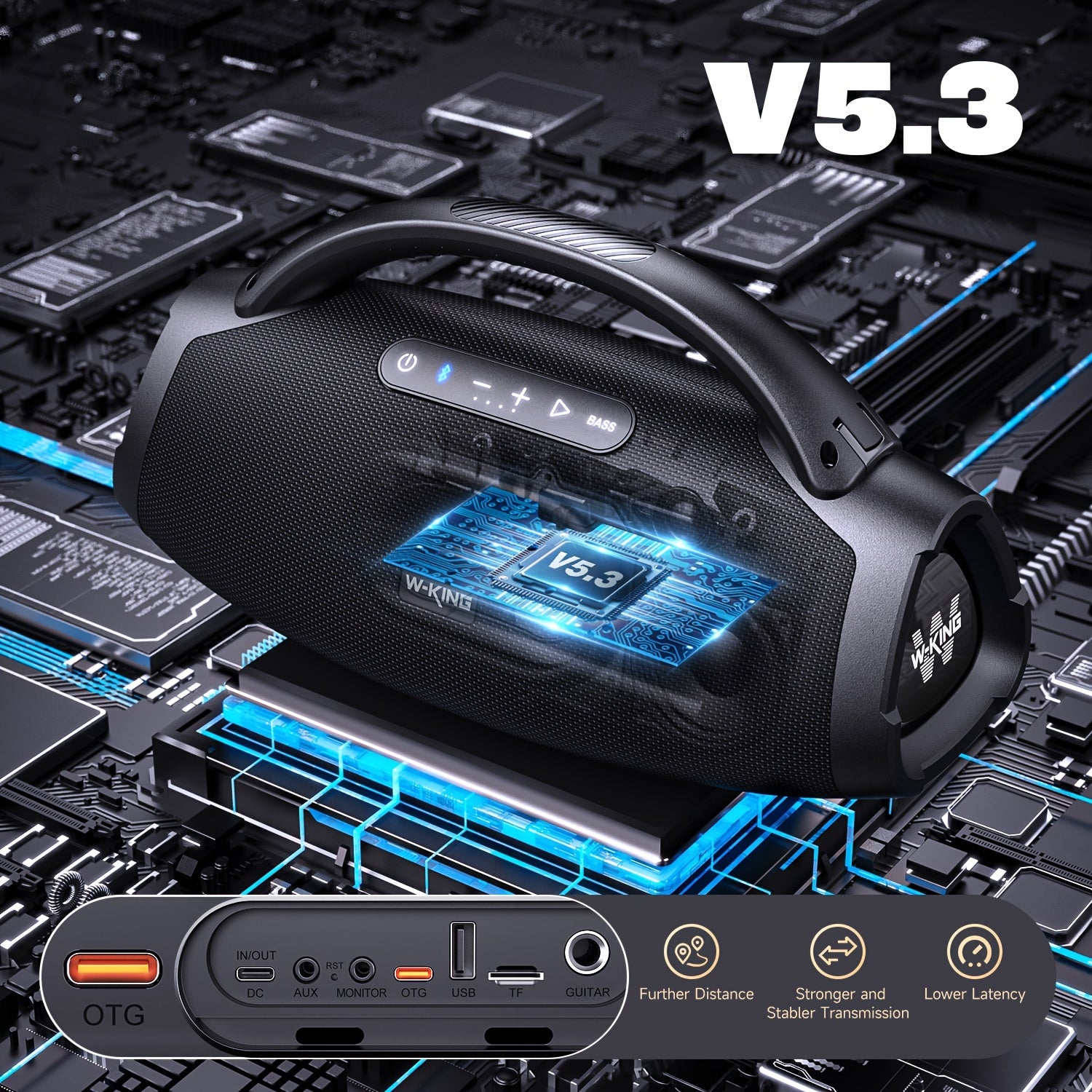 Portable Wireless Speaker 200W RMS 250W Peak Outdoor Party Speaker with Bass Boost and APP Control