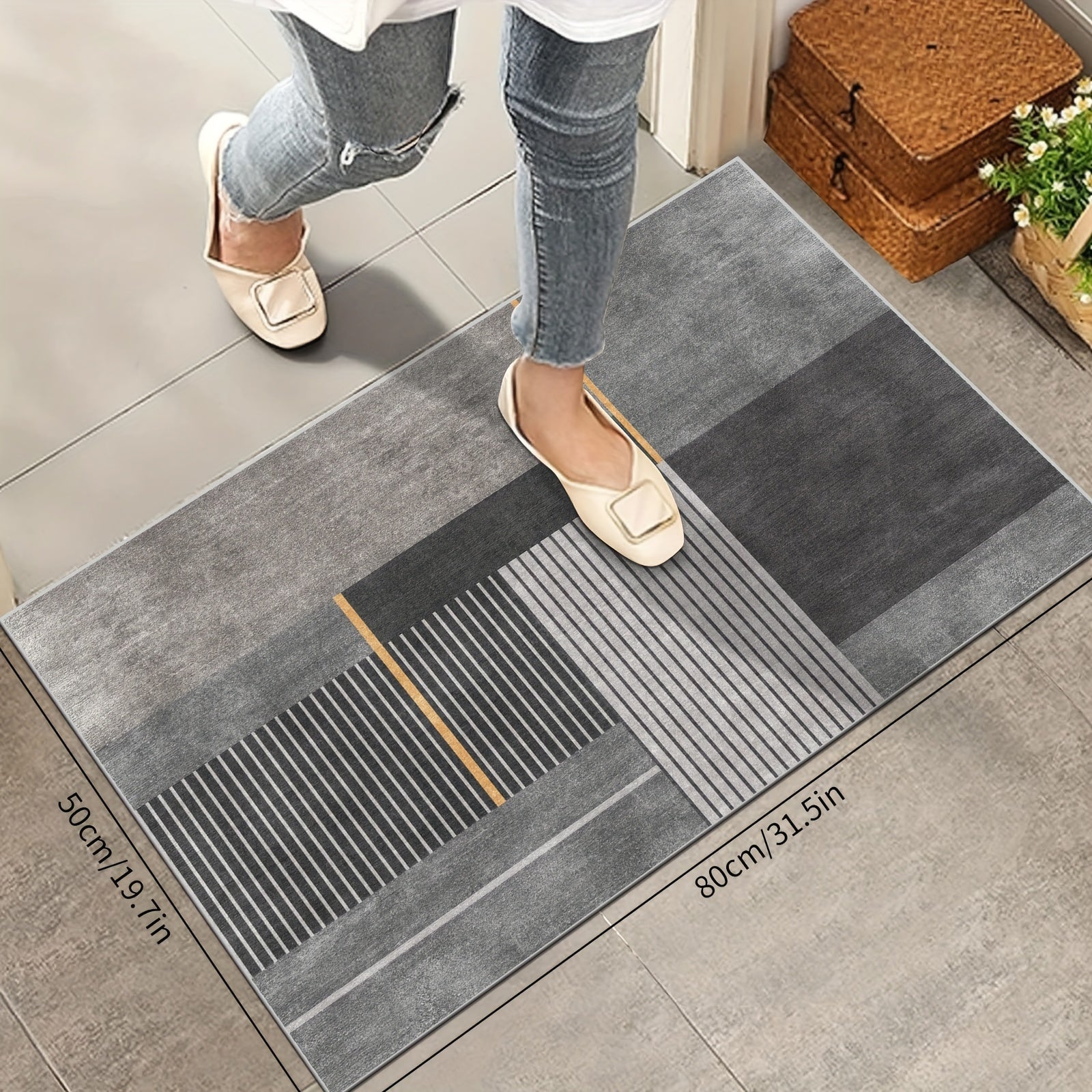 Alfombra de cocina antideslizante, impermeable, resistente al aceite, lavable a máquina, de poliéster