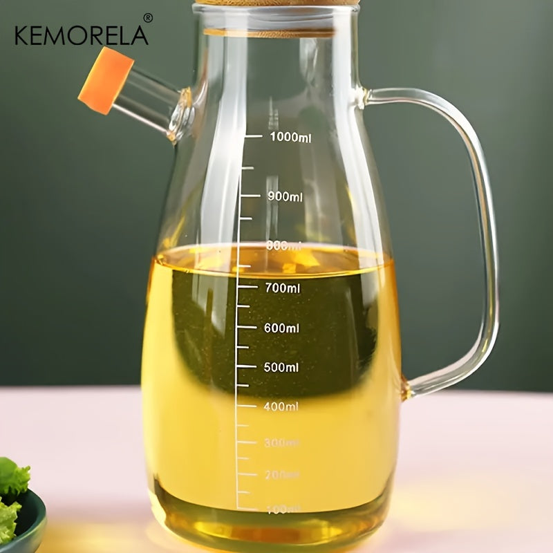 Glass Olive Oil Dispenser Leak-Proof Condiment Bottle with Measurements Rectangular Shape