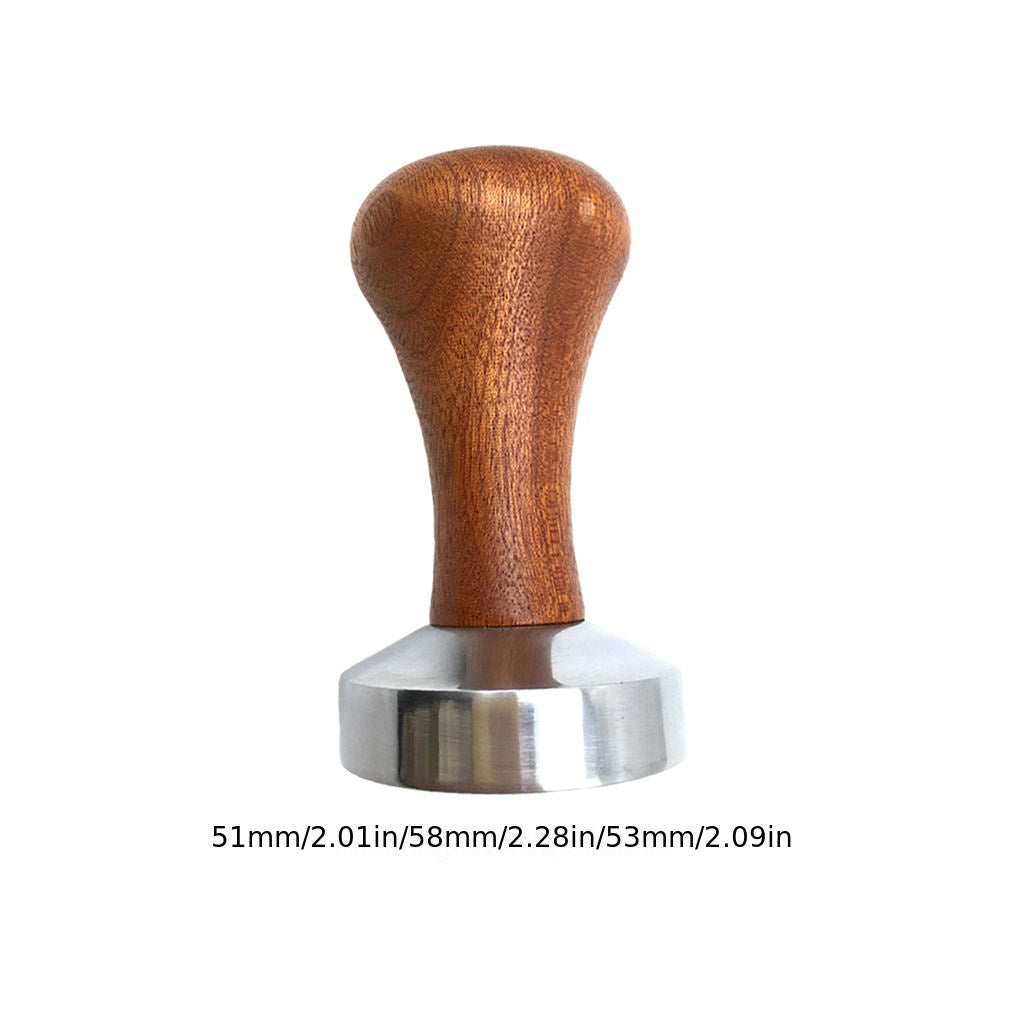 Espresso Coffee Tamper Wooden Handle Food Grade Stainless Steel 51/53/58mm