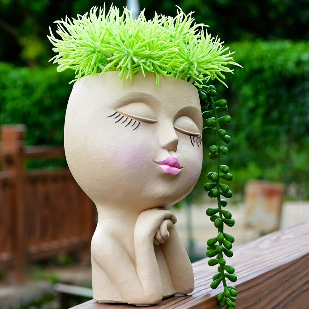 Resin Decorative Facial Vase for Home Office Garden Christmas Halloween Gift