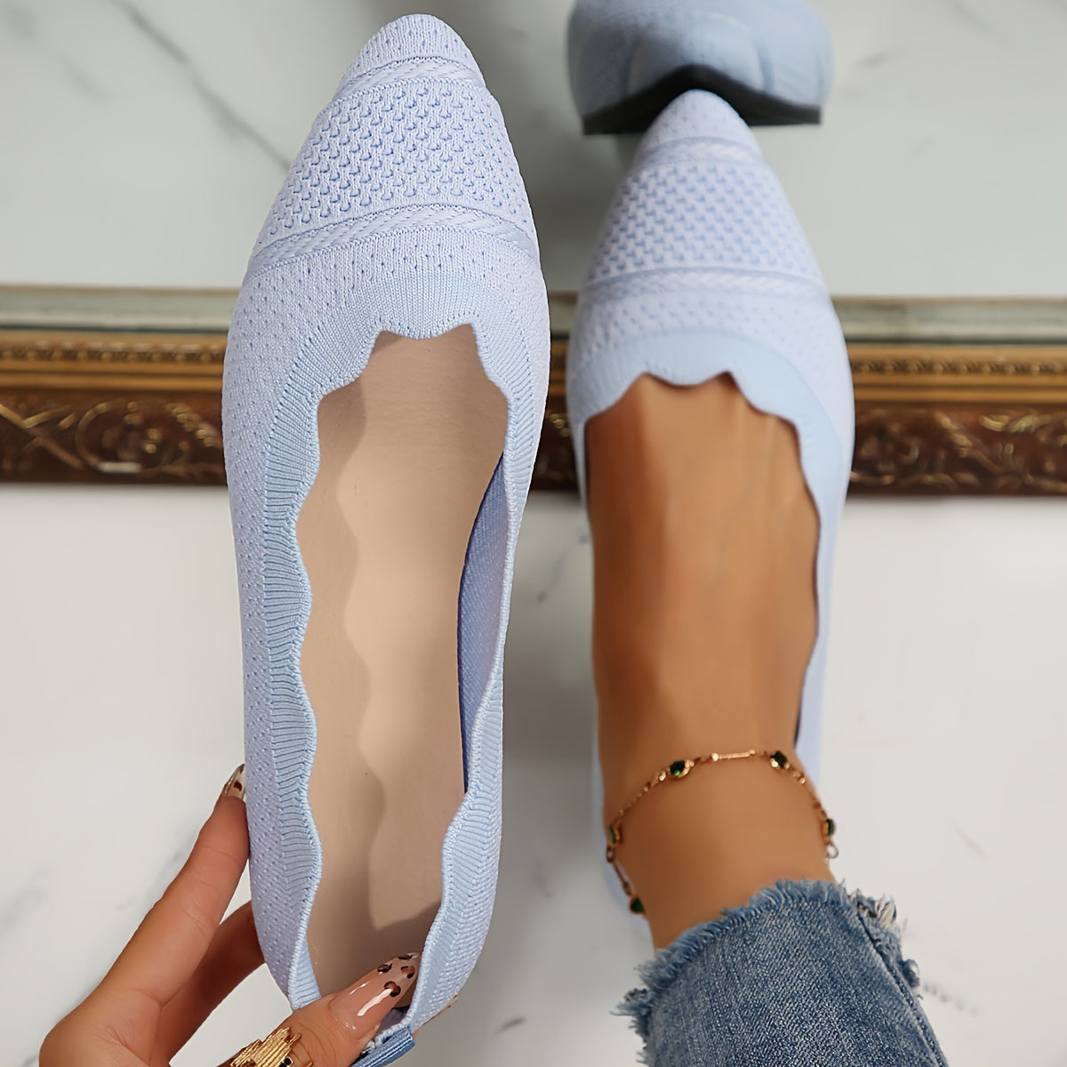 Women's Vintage Ballet Flats Breathable Fabric Comfortable Stylish