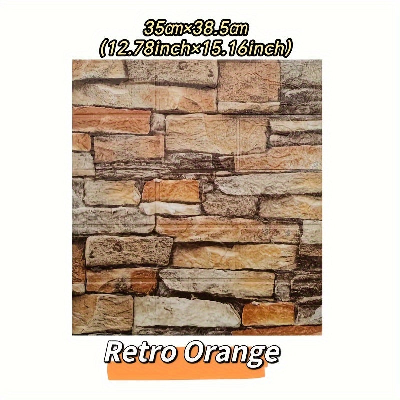 15pcs 3D Retro Brick Pattern Wall Tile Stickers Waterproof Easy to Apply for Kitchen Bathroom Living Room
