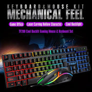 Gaming Keyboard and Mouse Set with Ergonomic Design Optical Movement Detection Wired Mechanical Touch Suspended Keys