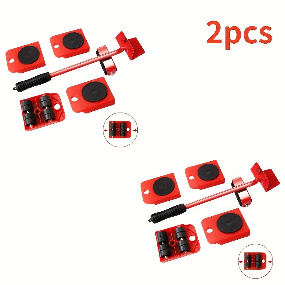 Set of 5 Heavy-Duty Furniture Lifters with Metal Moving Rollers and Rotating Pads