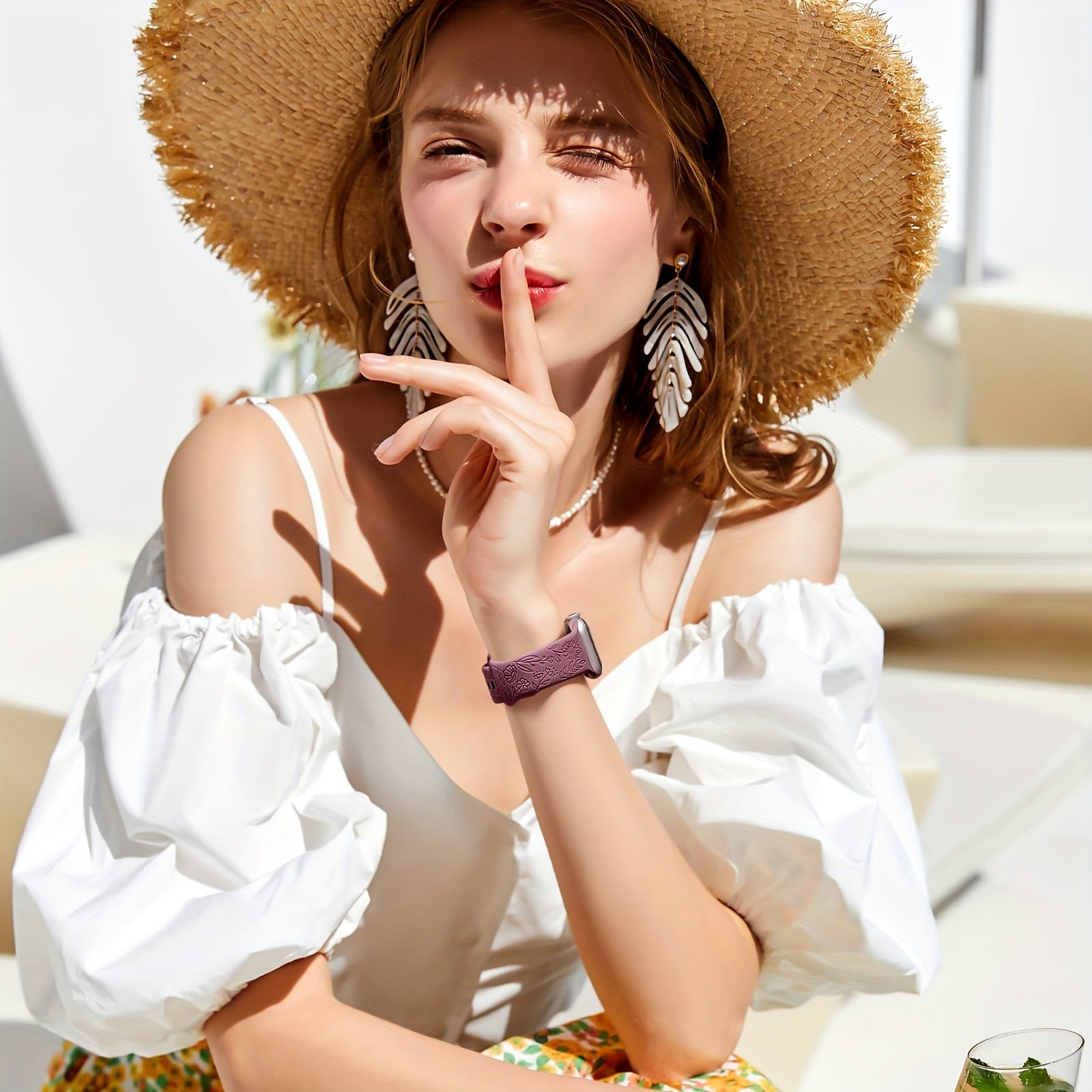 Women's Floral Silicone Apple Watch Band Compatible with Series 1-9 and Ultra