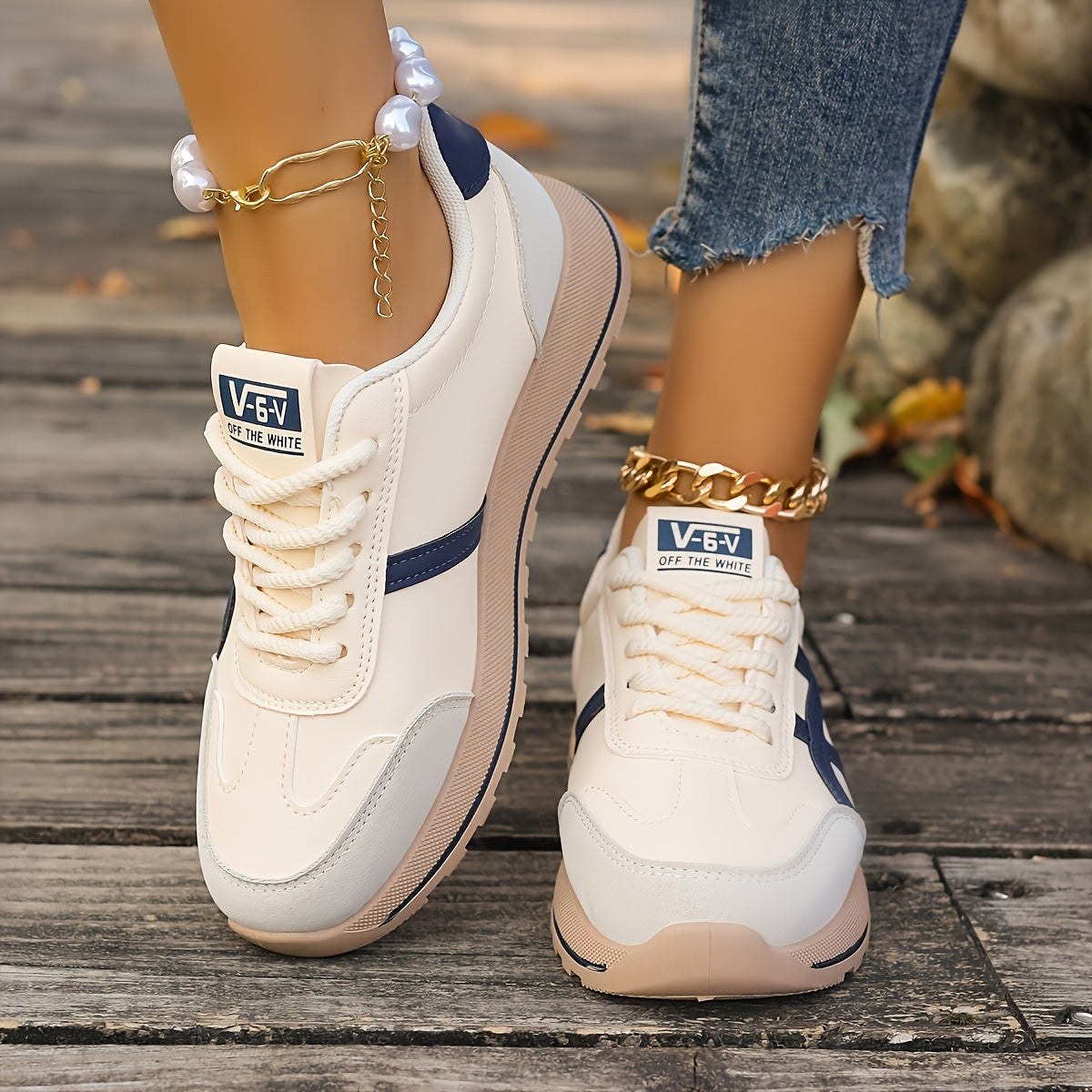 Women's White Thick-Soled Casual Sneakers for Spring Summer 2025