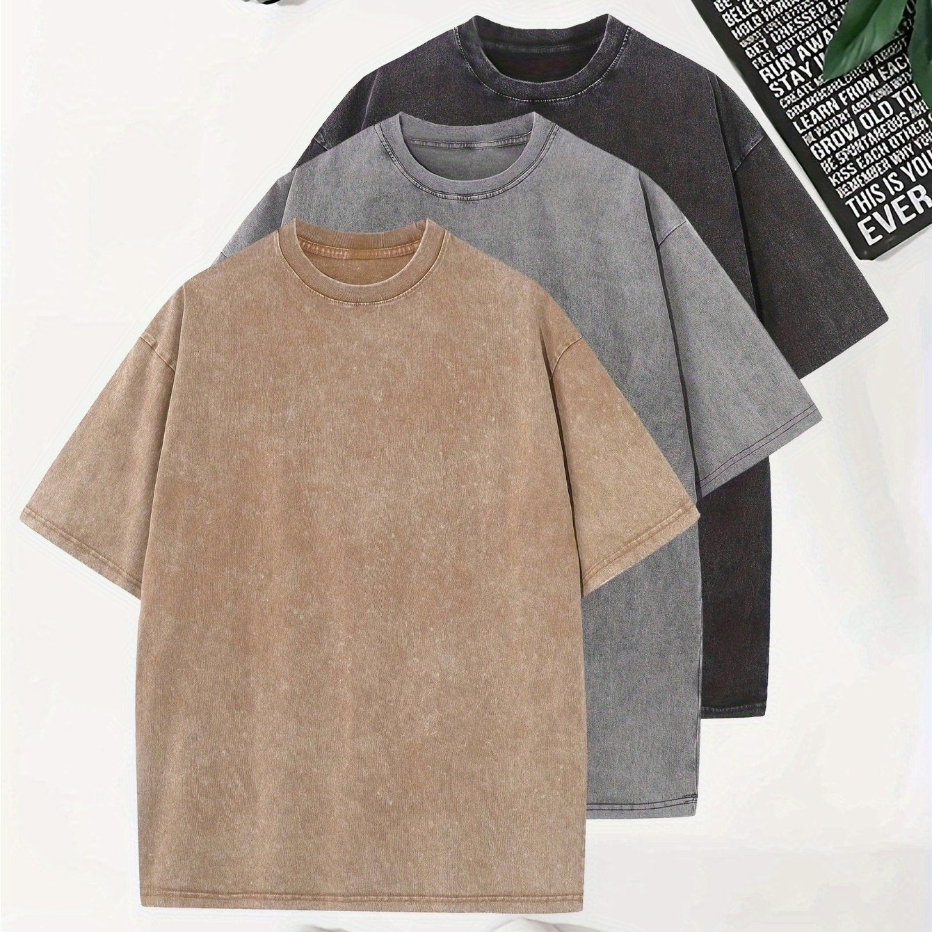 Camiseta de algodón sólida para hombre, de manga corta, con cuello redondo, para verano y uso al aire libre