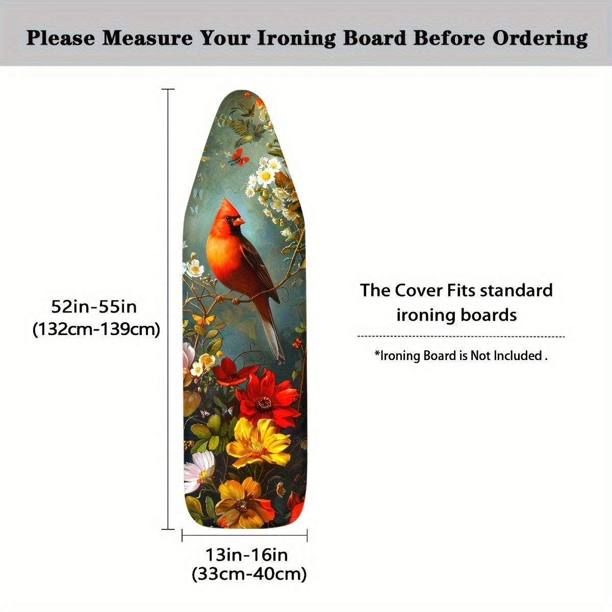 Ironing Board Dust Cover Polyester Bird Pattern Elastic Drawstring Large Appliance Accessory