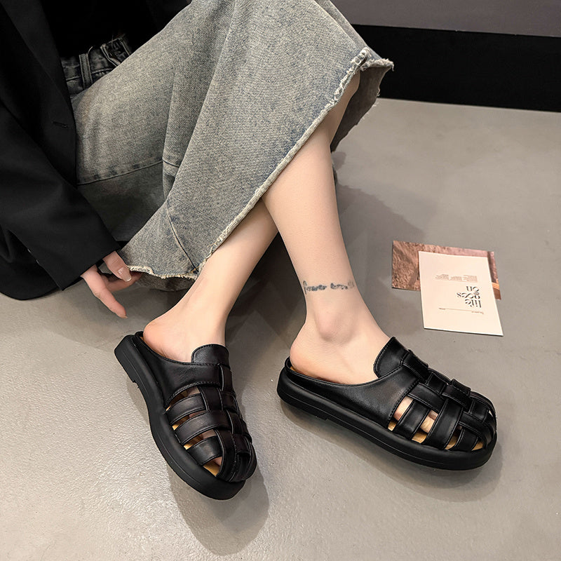 Women's Casual Clogs Black and Yellow Strappy Summer Flat Shoes