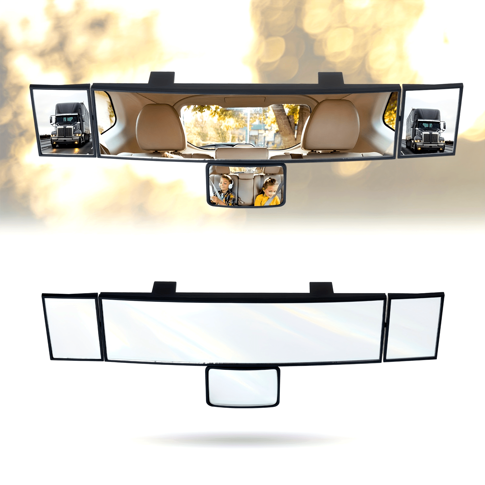 Universal Foldable Car Mirror Widening Field of View Adjustable Quadruple Folding