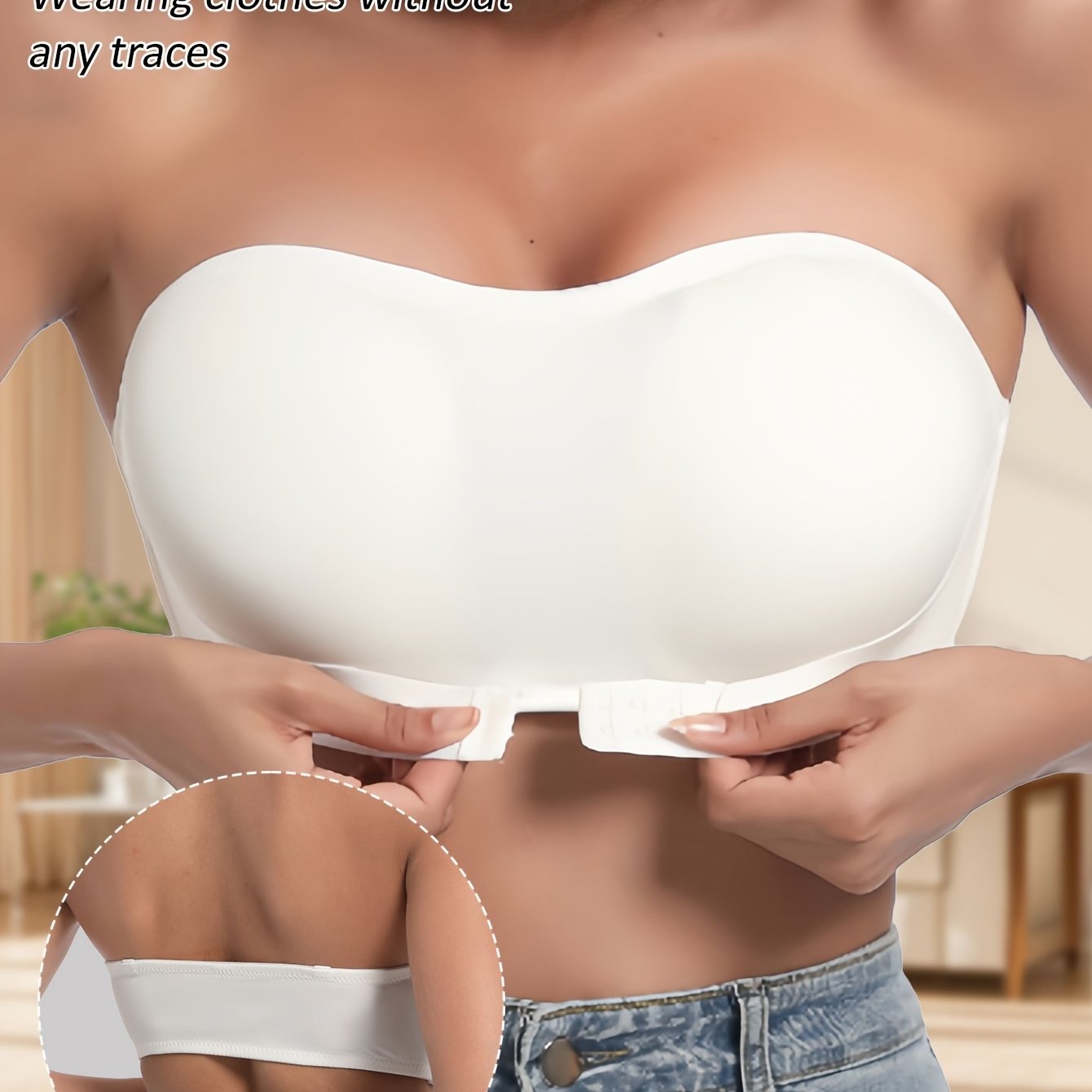 Teen Seamless Strapless Bandeau Bra with Removable Pads Wireless Support