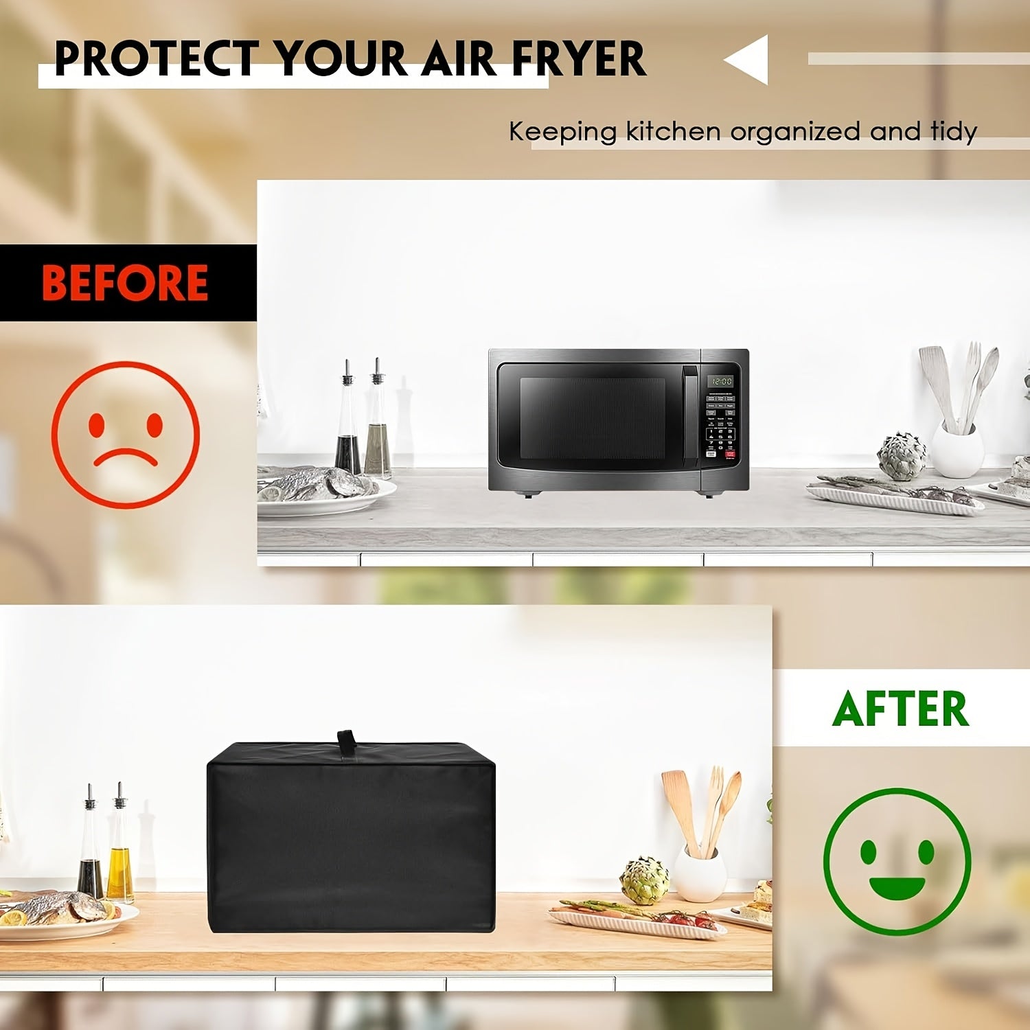 Black Gray Waterproof Microwave Oven Cover Foldable Dust Protector with Handle
