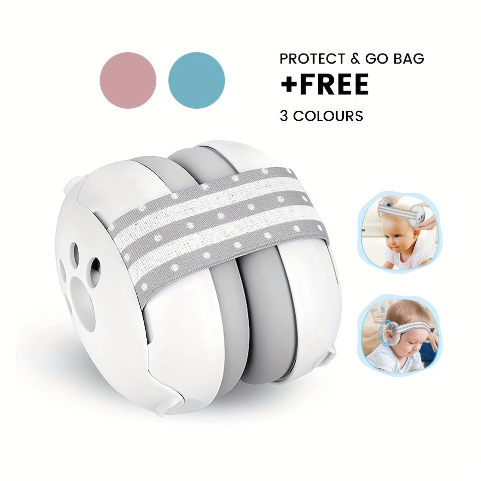 Kids Hearing Protection Ear Muffs Adjustable Cat Paw White Pink Blue